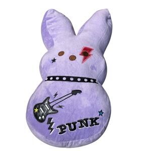 PEEPS Punk Rock EASTER BUNNY Rabbit 15" PURPLE Emo Rabbit Plush Embroidered
